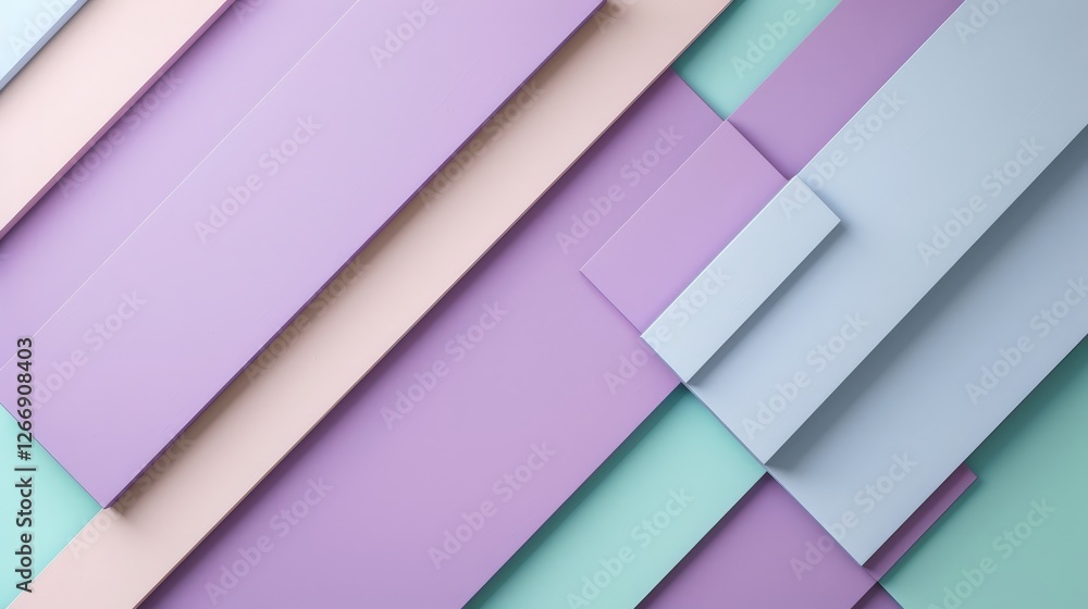 Aufkleber abstract geometric shapes in pastel colors arranged in layered composition with smooth surfaces and 
