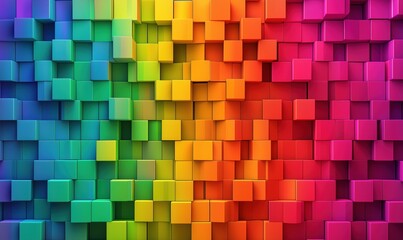Colorful 3D Cubes Pattern in Rainbow Gradient for Vibrant Backgrounds