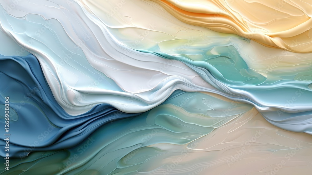 Poster abstract waves of color in soft pastel tones creating a fluid and dreamy background for creative pro