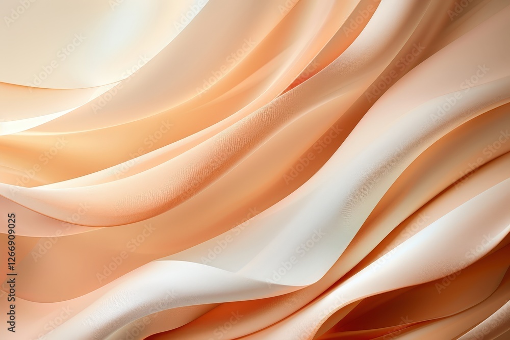 Poster elegant flowing fabric texture in soft peach and cream tones creating a serene and tranquil backgrou