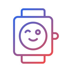 Smartwatch with winking face emoji icon design
