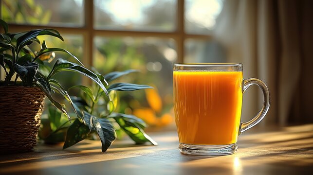 Golden Hour Elixir: A Warm Mug of Sunshine by the Window