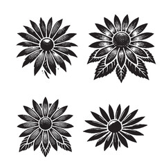 High-Quality Vector Silhouette of Black-Eyed Susan on White Background