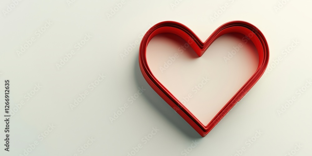 Aufkleber red heart shape design with smooth edges and soft shadows for romantic themes
