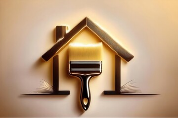 Simple and elegant logo design for a painting company featuring a paintbrush and a house symbolizing quality craftsmanship and home transformation