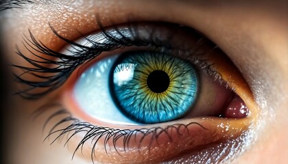 Fototapeta premium close up of eyes with blue and green irises.