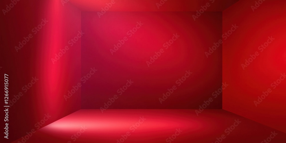 Poster red abstract room with soft lighting and smooth surfaces for modern design concepts