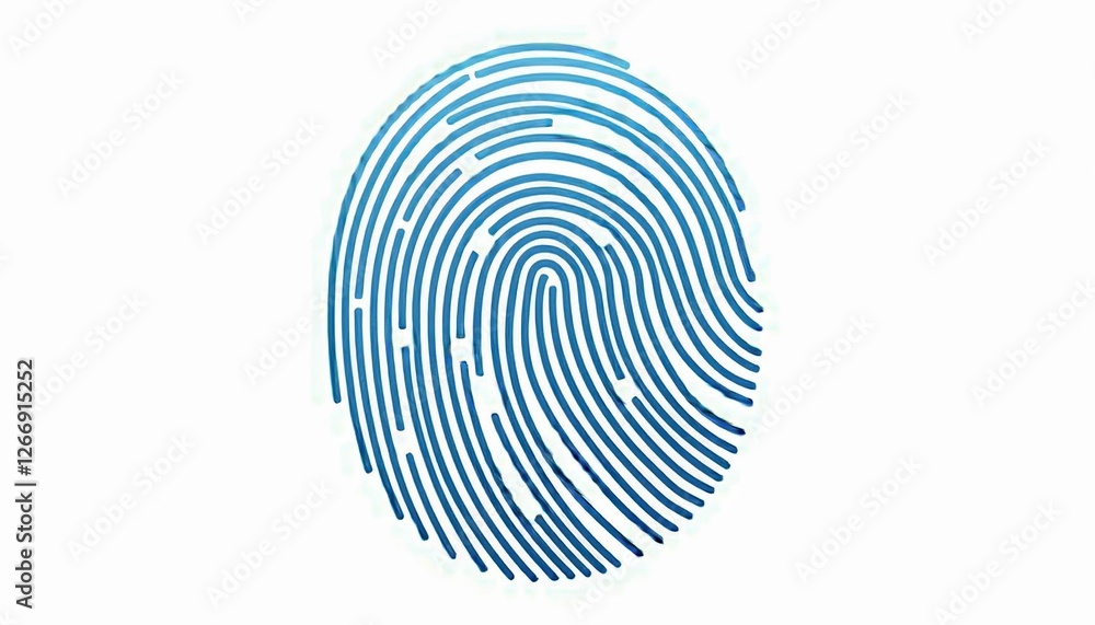 Poster fingerprint logo design featuring smooth blue lines on a white background, representing identity and