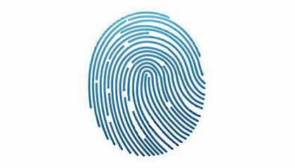 Fingerprint logo design featuring smooth blue lines on a white background, representing identity and security concepts at a minimalist level of style