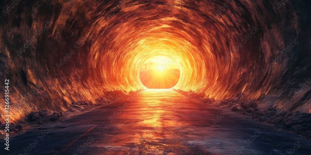 Aufkleber illuminated tunnel with warm light at the end creating a sense of hope and journey