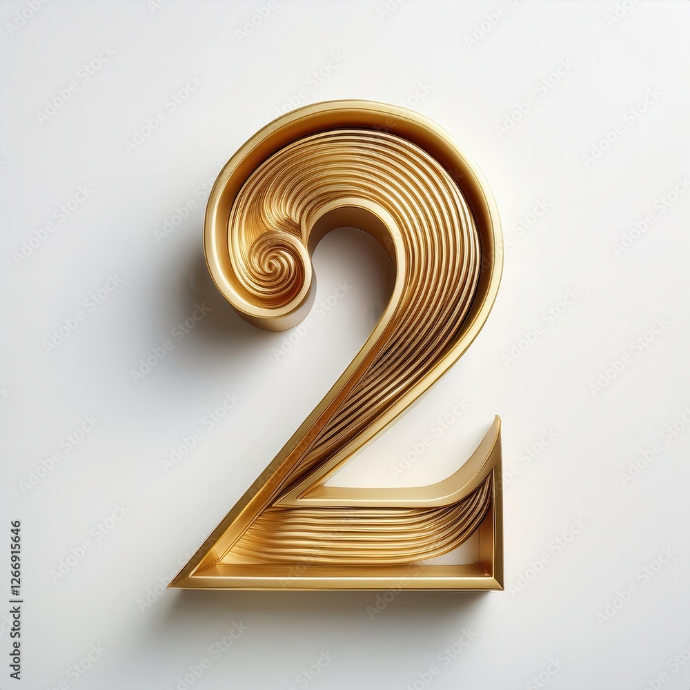 Poster elegant golden spiral number two logo displayed on a subtle light background