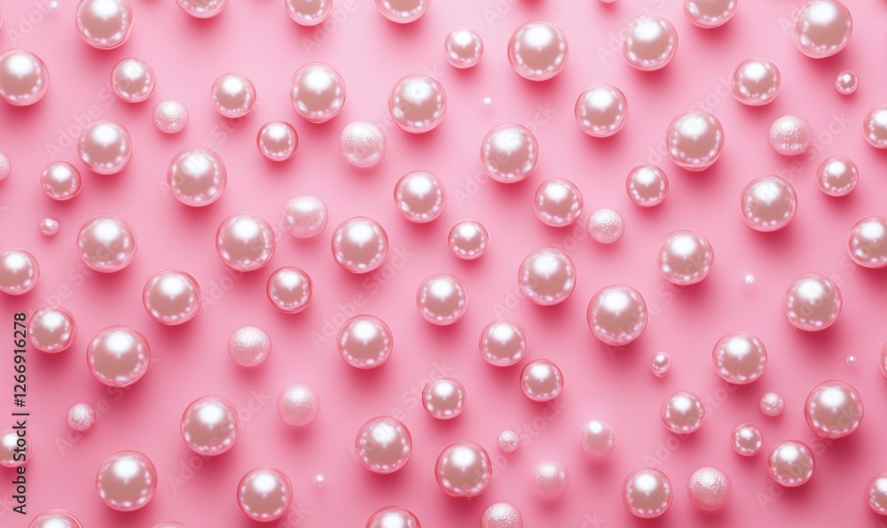 Poster pink background with glossy bubbles creating a playful and vibrant atmosphere