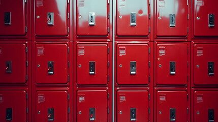 Vibrant Red Lockers: A Wall of Storage