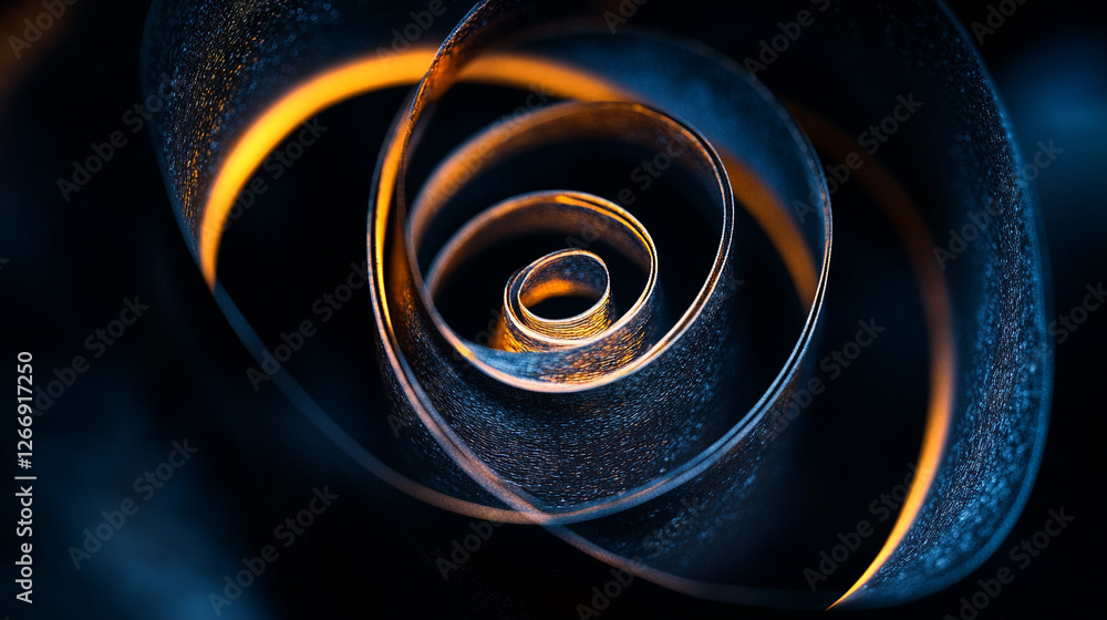 Poster spiral design with delicate lines and warm glow capturing the essence of movement