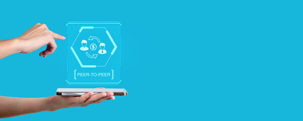 Peer-to-peer digital payment hologram on smartphone screen.