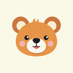 Brown bear head with smiling mouth