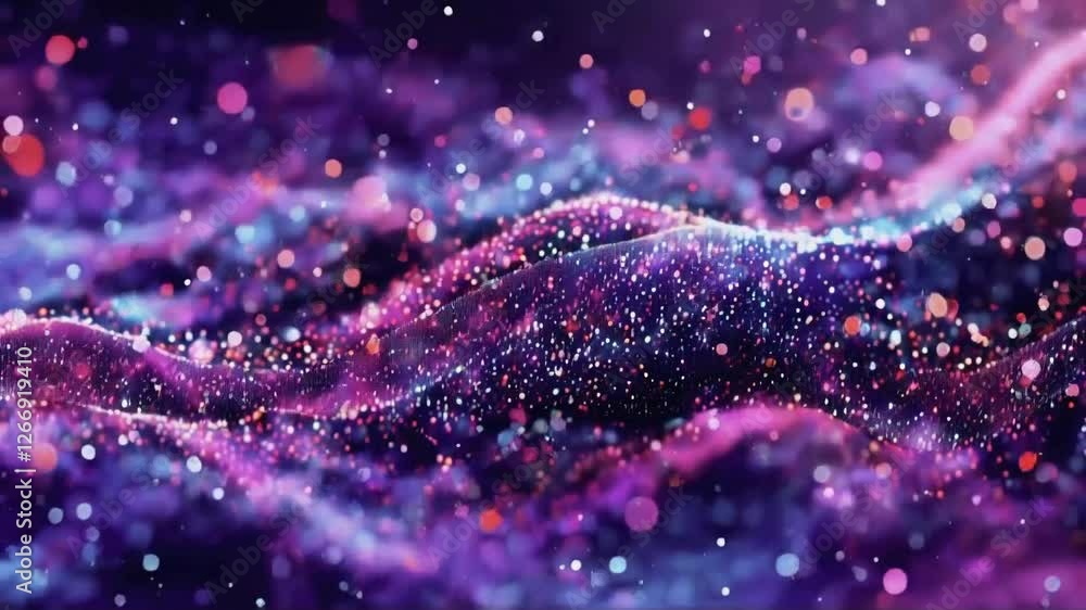 Poster luminous particle waves, abstract motion background with colorful lights