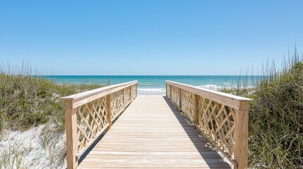 Wooden Beach Path to Ocean
