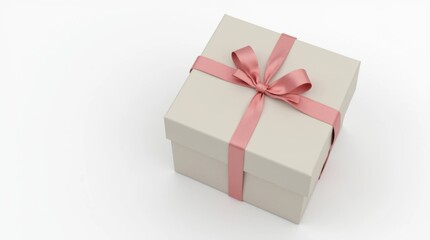 Obraz premium A Neatly Wrapped Gift Box with a Satin Ribbon Bow