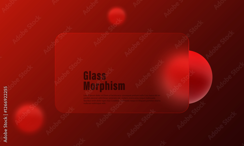 Aufkleber glass morphism website landing page template. red gradient background with glass partition in the ce