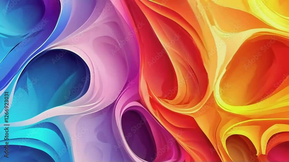 Poster fluid abstract vibrant shapes and colorful waves flowing animation