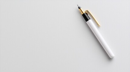 Fototapeta premium White pen on desk, minimalist office background, stationery