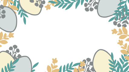Easter Themed Floral and Egg Arrangement Border. Ideal for festive invitations, greeting cards, or seasonal designs, captures the essence of spring and Easter celebrations