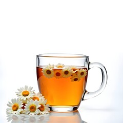 Herbal tea blend with mint and chamomile. Isolated on white background