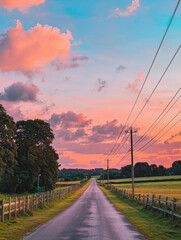 Serene Country Road at Sunset