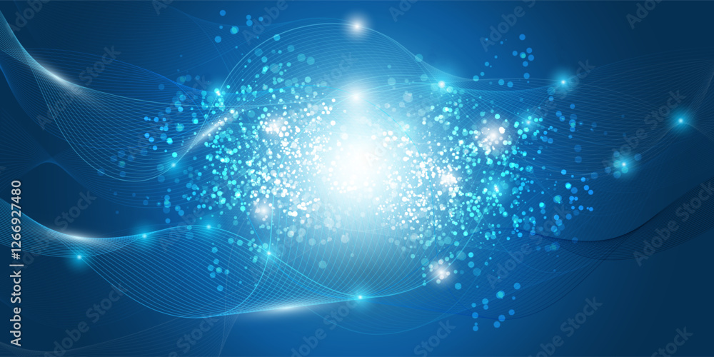 Poster abstract blue minimal style futuristic cloud computing, global network structure and telecommunicati