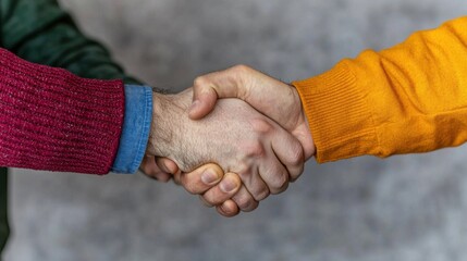Two People Engaging in a Firm and Positive Handshake Symbolizing Agreement Trust and Professional Collaboration in Business
