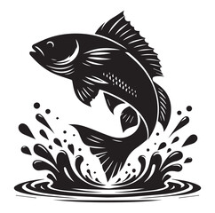 Fish jumping vector silhouette SH