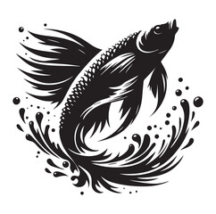 Fish jumping vector silhouette SH