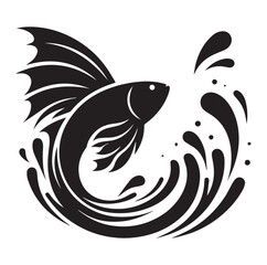 Fish jumping vector silhouette SH
