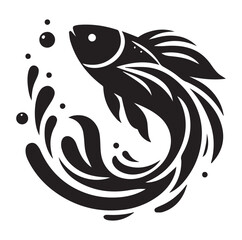 Fish jumping vector silhouette SH