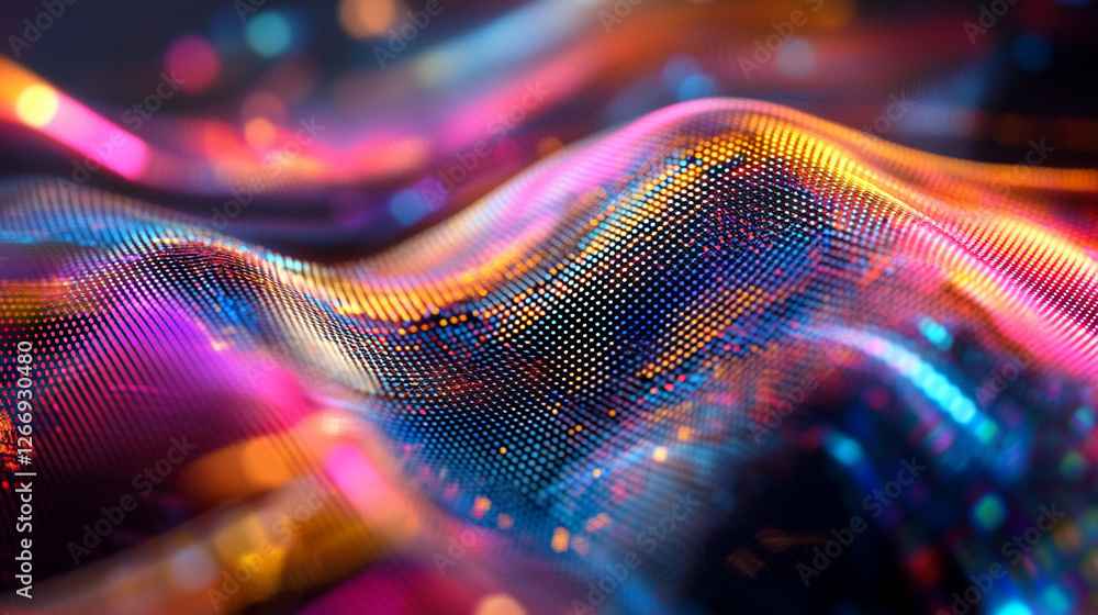 Poster colorful abstract digital waves creating a mesmerizing visual experience