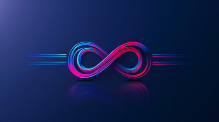 Infinity Symbol: A vibrant, 3D-rendered infinity symbol in shades of pink and blue, set against a dark blue background, exudes a sense of endless possibilities and continuous growth.