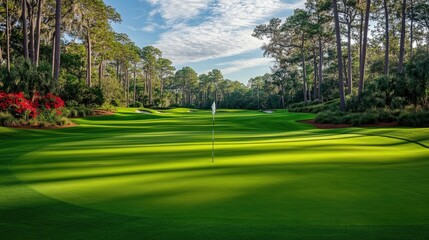 Obraz premium Serene Golf Course Green Landscape Under a Sunny Sky
