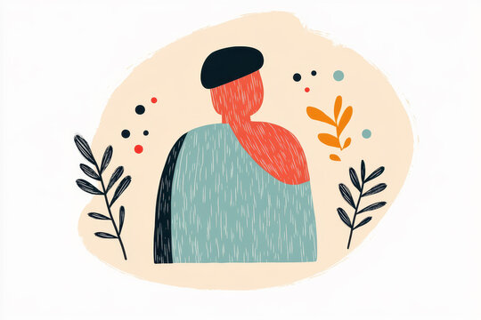 Abstract Figure in Thought, Contemplative and Serene, Surrounded by Nature's Beauty