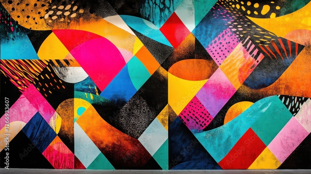 Poster abstract vibrant art with geometric shapes bold colors playful patterns modern design dynamic illust