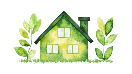 green environmental house  isolated on transparent background background