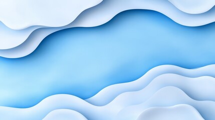 Fototapeta premium Ethereal Serenity Abstract Background Calm Wavy Shapes and Gradient Sky Blue Hues Paper Cut Style