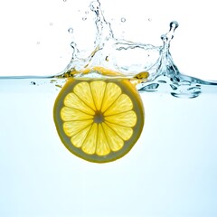 lemon slices in water splash isolated on a white background