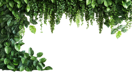 green living leaves wall in modern office isolated on white background