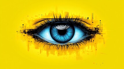 Fototapeta premium Vivid Blue Eye Cityscape Abstract Art