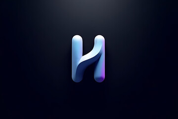 3D render of letter H of a white and blue horse on a black background.