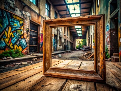 Fototapeta Explore cityscapes through AI-generated photo frames.  Realistic textures enhance your urban photography mockups.