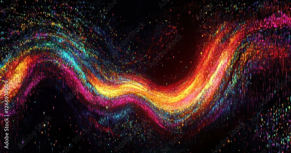 Aufkleber abstract colorful pixel waves dynamic light vortex digital technology background