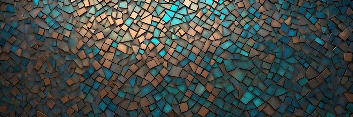 Hintergrund Grafik im Mosaik-Stil - Irisierendes T&uuml;rkis und Gold