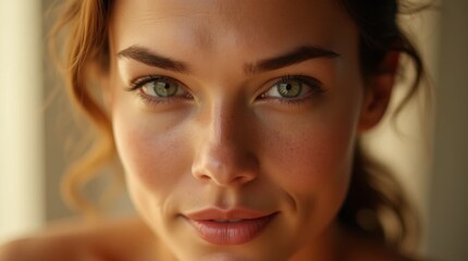 Fototapeta premium Close-up Portrait of a Woman with Dewy Hydrated Skin